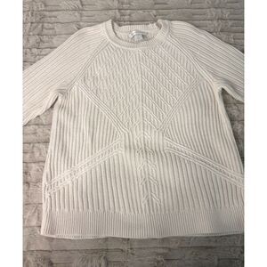 Christopher & Banks Women's Cream Cable Knit Sweater – Size Medium